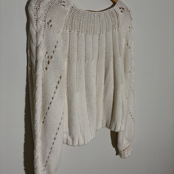 Free People cropped cotton cable knit sweater in ivory - Picture 14 of 14